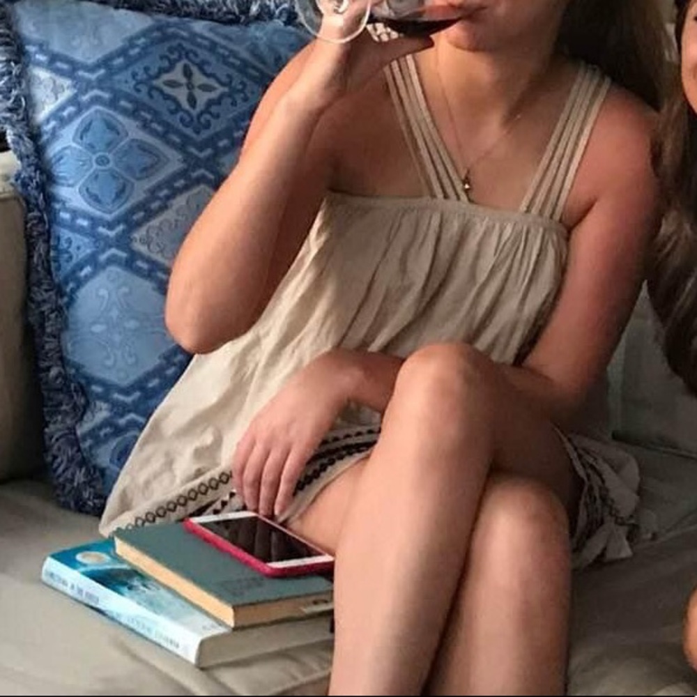 Free People Sleeveless Beige Smocked Sundress